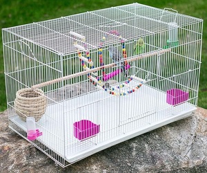 Lサイズ スクエアタイプ 鳥小屋 鳥カゴ 鳥かご 鳥 ゲージ ケージ バードゲージ セキセイインコ 白