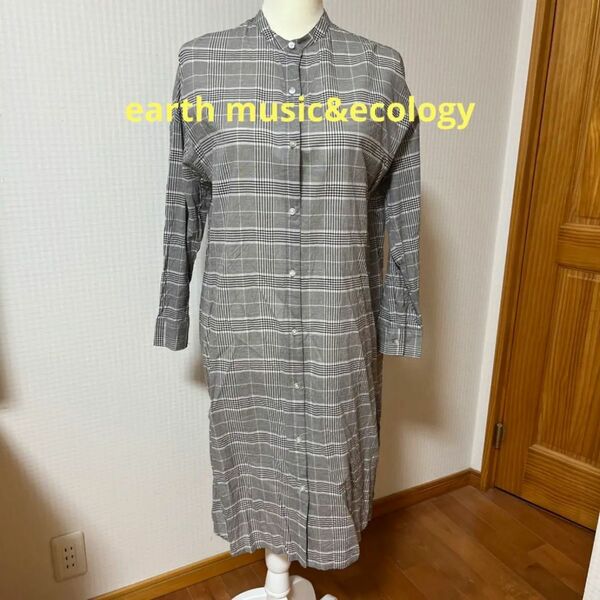 美品 earth music&ecology チェック コットン ワンピース