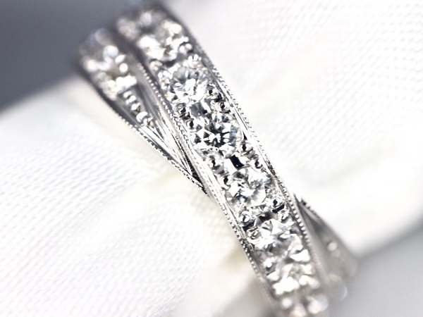 K18WG ダイヤ クロスリング D0.70ct 【BYN4110】