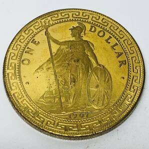 C112外国硬貨 イギリス領 香港 1907 壹圓 貿易銀 海外古銭 コレクションコイン 貨幣 記念メダル 重さ約25.81gの画像1