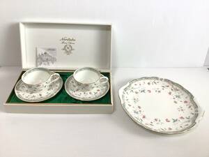 Y281 まとめて！　Noritake/ノリタケ　花更紗シリーズ　カップ＆ソーサー　ペア　2客セット　耳付プレート　3点セット　ペルシャ風　金縁