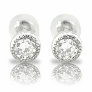 ピアス 18金 メンズ ダイヤモンド ミル打ち 一粒 大粒 0.30ct ソリティア スタッド ホワイトゴールドk18 18k 天然石ダイヤ 男性用