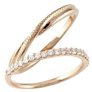  pairing pair wedding ring wedding ring half Eternity diamond pink gold k18 18 gold .. sweet pair li.-