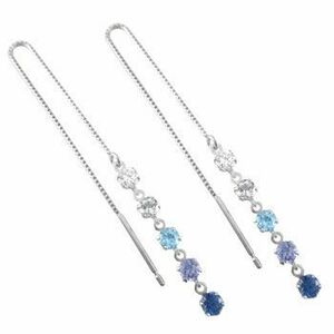  earrings men's platinum gradation long earrings aquamarine blue topaz tanzanite sapphire earrings 
