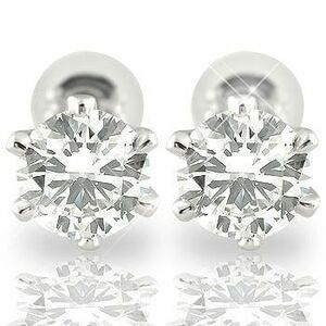 ピアス 18金 メンズ 鑑定書付 ダイヤモンド VS 一粒 大粒 1.00ct ソリティア ホワイトゴールドk18 18k スタッド 天然石ダイヤ 宝石