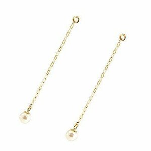 2 piece parts earrings for earrings for long earrings yellow gold k18 18k pearl simple lady's gem pearl formal 