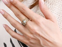 リング 選べる天然石 指輪 ホワイトゴールドk10 透かし ダイヤモンド 幅広リング レディース 10金 宝石 送料無料 セール SALE_画像3