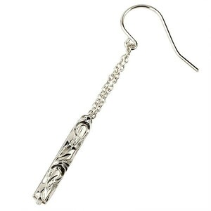  earrings swaying one-side ear earrings hook earrings long earrings white gold k10 Hawaiian bar swaying 