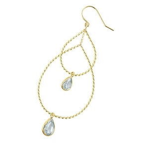  earrings lady's one-side ear earrings long earrings yellow gold k18 18k aquamarine Teardrop dressing tears . hook earrings 18 gold 