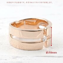 18金 リング ダイヤモンド クロス メンズ 指輪 ゴールド ピンクゴールドk18 18k リング 幅広 透かし 十字架 ダイヤ 一粒_画像4