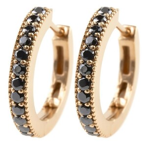  earrings 18 gold hoop men's black diamond Monde Gold ring soft hat type pink gold k18 18k Mill strike . simple 