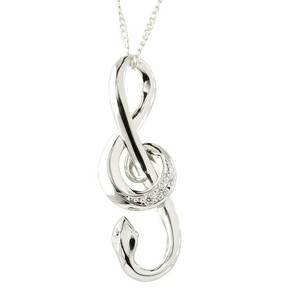 シルバー ネックレス ダイヤモンド ヘビ ト音記号 ペンダント sv925 蛇 スネーク アミュレット ダイヤ 個性的 女性 音符 音楽 人気