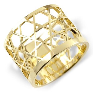 ゴールド リング 籠目 メンズ 指輪 イエローゴールドk10 ピンキーリング 幅広 透かし 和風 和柄 かごめ カゴメ コントラッド 東京