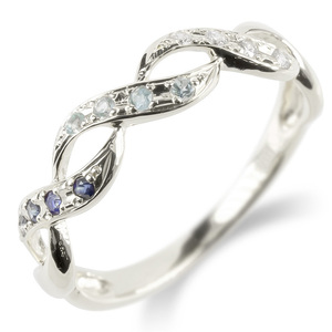 婚約指輪 ダイヤ 安い 18金 リング ダイヤモンド ブルートパーズ サファイア スクロール 指輪 ゴールド 18k ホワイトゴールドk18