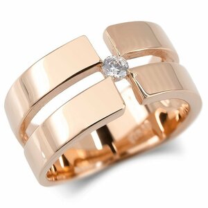 ゴールド リング ダイヤモンド クロス メンズ 指輪 ピンクゴールドk10 10k ピンキーリング リング 幅広 透かし 十字架 ダイヤ 一粒