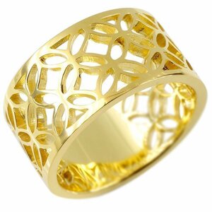 ゴールド リング 七宝文様 メンズ 指輪 10K イエローゴールドk10 ピンキーリング 幅広 透かし 和風 和柄 男性 コントラッド 東京
