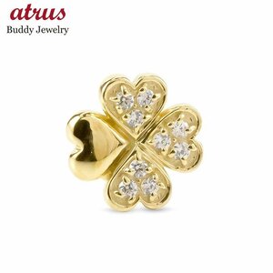  Gold one-side ear catch. not earrings Cubic Zirconia clover catch na car - yellow gold k10 four . leaf 