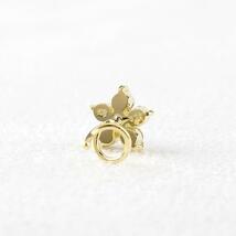 18金 片耳ピアス ダイヤモンド 0.19ct 花 キャッチのいらないピアス イエローゴールドk18 キャッチナッシャー つけっぱなし フラワー_画像8