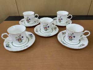 RM5497 コーヒー碗皿 カップ＆ソーサー 5客 グリーン ROYAL ORCHARD 0921