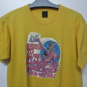 80s USA製　Ｔシャツ　L　黄色　キャラクター シングル　アメカジ古着　sy3752