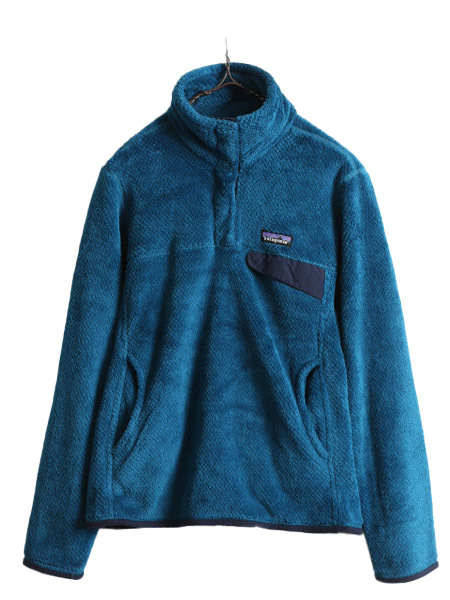 15年製 パタゴニア リツール スナップT プルオーバー ジャケット レディース S 古着 Patagonia アウトドア パイル フリース ブルゾン 青 緑