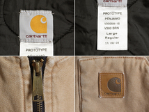 プロトタイプ カーハート 中綿 ダック ベスト メンズ L 古着 CARHARTT キルティング ライナー フルジップ 重ね着 ジップアップ サンプル 茶_画像4