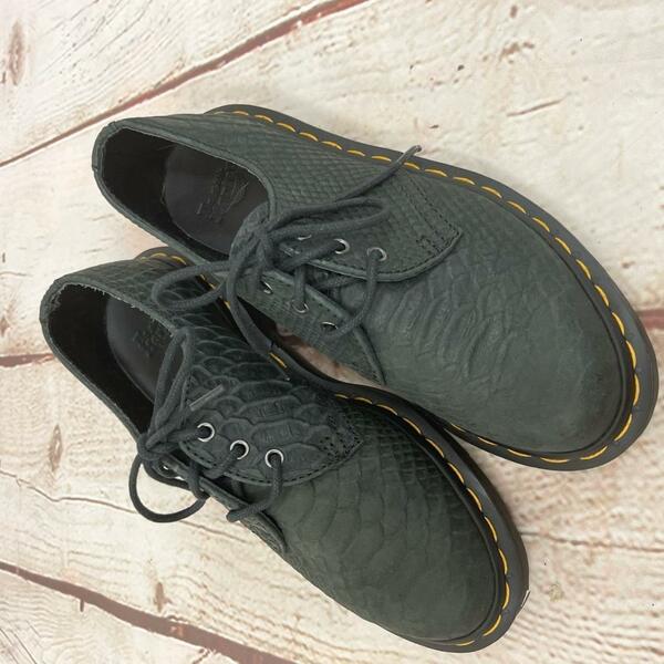 Dr.Martens 3ホール 黒 グレー 系 UK3 クロコダイル