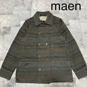 maen ミーン ウールジャケット カバーオール Pコート レトロ オールドチェック ミリタリー サイズ1 S相当 玉FS1029