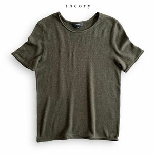  beautiful goods 2.5 ten thousand Theory theory cotton 100% TOLLEREE NEW WEFT short sleeves roll up knitted cut and sewn tops S lady's olive spring 