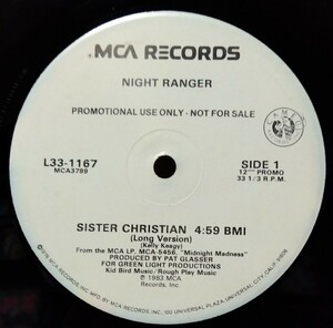 [12”PROMO]NIGHT RANGER【SISTER CHRISTIAN】Long Version(4:59) / Short Version(4:04) ナイトレンジャー シスタークリスチャン USプロモ