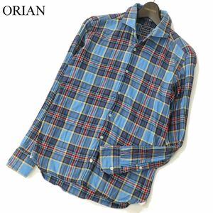 ORIAN オリアン 通年 長袖 Slim Fit チェック★ シャツ Sz.XS　青 メンズ　C3T07262_8#C