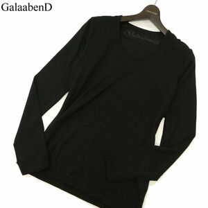 GalaabenD ガラアーベント 通年 長袖 Uネック ウール★ カットソー ロンTシャツ Sz.1　メンズ 黒 日本製　C3T07317_8#F