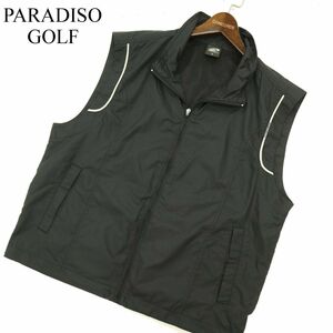 Paradiso GOLF パラディーゾ ゴルフ 通年 ロゴプリント★ 裏メッシュ フルジップ ベスト ジャケット Sz.M　メンズ 黒　C3T07357_8#O