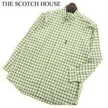 THE SCOTCH HOUSE スコッチハウス 通年 長袖 胸ロゴ★ ボタンダウン チェック シャツ Sz.M　緑 メンズ　C3T07549_9#C_画像1