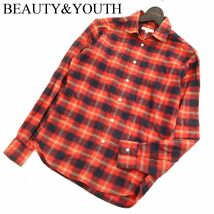 BEAUTY&YOUTH ユナイテッドアローズ 秋冬 長袖 チェック ネル★ シャツ Sz.XS　メンズ 赤　C3T07553_9#B_画像1