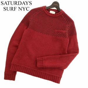 SATURDAYS SURF NYC サタデーズ サーフ ニューヨーク 秋冬クルーネック ウール100%★ ニット セーター Sz.S　メンズ 赤　C3T07767_9#K