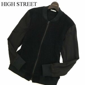 HIGH STREET ハイストリート 通年 PONTETORTO フルジップ ニット 切替 ジャケット ブルゾン Sz.L　メンズ 黒 日本製　C3T07779_9#O