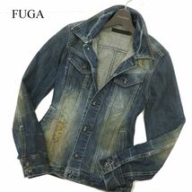 FUGA フーガ 通年 ダメージ＆USED加工★ デニム ジャケット Gジャン Sz.44　メンズ　C3T07843_9#O_画像1