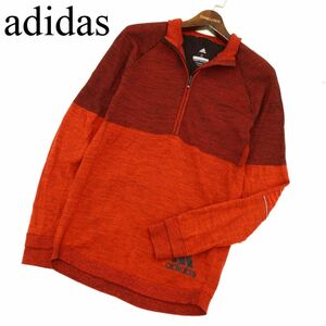 adidas Adidas autumn winter long sleeve CLIMAHEAT Logo print wool * knitted half Zip polo-shirt Sz.S men's C3T07732_9#K