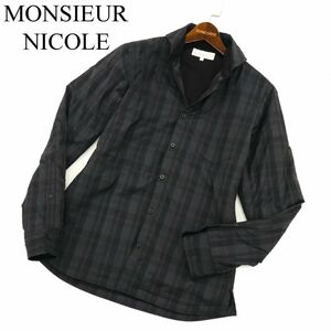 MONSIEUR NICOLE ムッシュ ニコル 秋冬 中綿★ チェック シャツ ジャケット Sz.46　メンズ　C3T07734_9#N