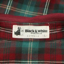 BLACK&WHITE ブラック＆ホワイト 通年 胸ロゴ★ 襟切替 長袖 チェック シャツ Sz.L　メンズ 緑 × 赤 × 白 ゴルフ　C3T08104_9#C_画像6