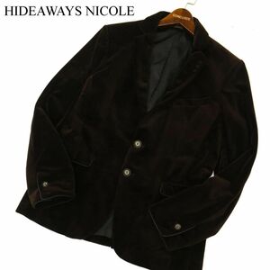 HIDEAWAYS NICOLE ハイダウェイ ニコル 秋冬 総裏 ベロア★ 2B テーラード ジャケット Sz.46　メンズ 茶系　C3T08253_9#N