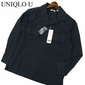 【20AW 新品 未使用】 UNIQLO U ユニクロ ユー ルメール 秋冬 長袖 ミリタリー ジャージー★ ワーク シャツ Sz.M　メンズ 黒　C3T08266_9#K