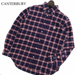 CANTERBURY カンタベリー 秋冬 長袖 ロゴ刺繍★ ボタンダウン チェック ネル シャツ Sz.L　メンズ ラグビー　C3T08287_9#B