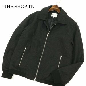 THE SHOP TK タケオキクチ 秋冬 グレンチェック ウール★ 中綿 フルジップ ジャケット ブルゾン Sz.M　メンズ 黒　C3T08401_9#N