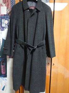 J.PRESS CHARCOAL GREY GLENCHECK WOOL COAT SIZE A−7 XL位