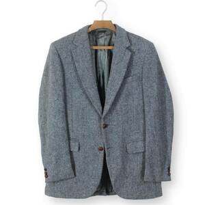 10【美品】ハリスツイード ジャケット A5 A6 メンズ M L ブルーグレー ヘリンボーン tqe Harris Tweed USA製 ★美品★送料無料★