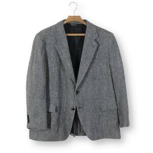 14【極美品】ハリスツイード ジャケット AB7 A8 メンズ LL 3L ヘリンボーン グレー tqe Harris Tweed USA製 ★極美品★送料無料★