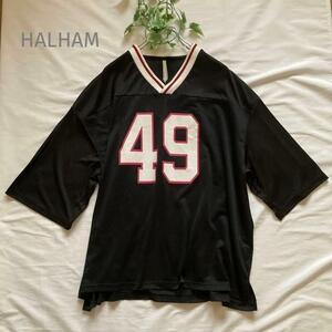 未使用 タグ付 HALHAM ハルハム 切替ナンバリング Tシャツ ブラック M