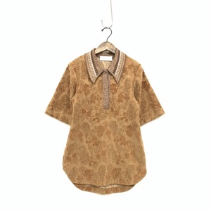 Mame Kurogouchi マメクロゴウチ Flowered Velour Jacquard Polo Shirt パイルジャガードポロシャツ ブラウン 1 MM22SS-JS006